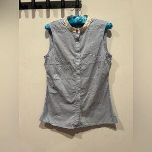 ST JOHN Vintage Collared Button Up Sleeveless Blouse / Size Small /
